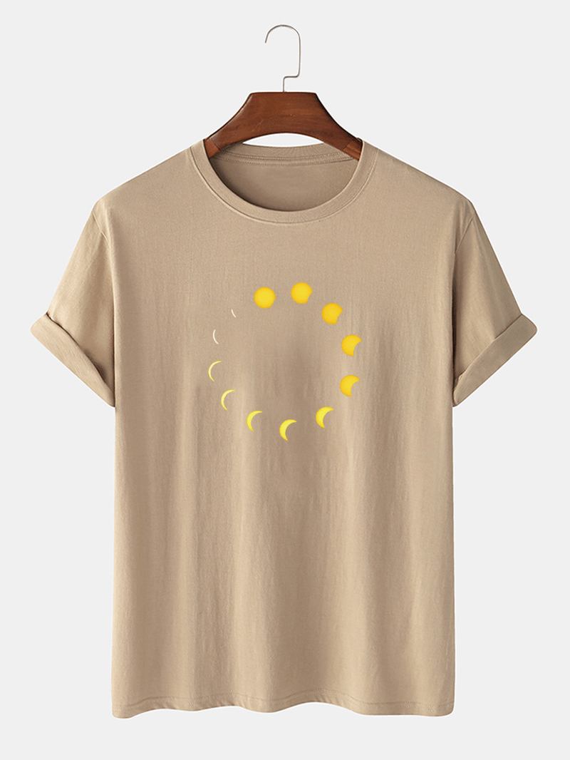 100% Bomull Andas Moon Eclipse Med Tryck Kortärmade Casual T-shirts