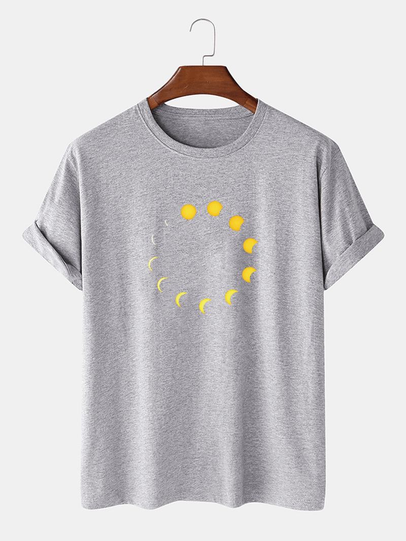 100% Bomull Andas Moon Eclipse Med Tryck Kortärmade Casual T-shirts