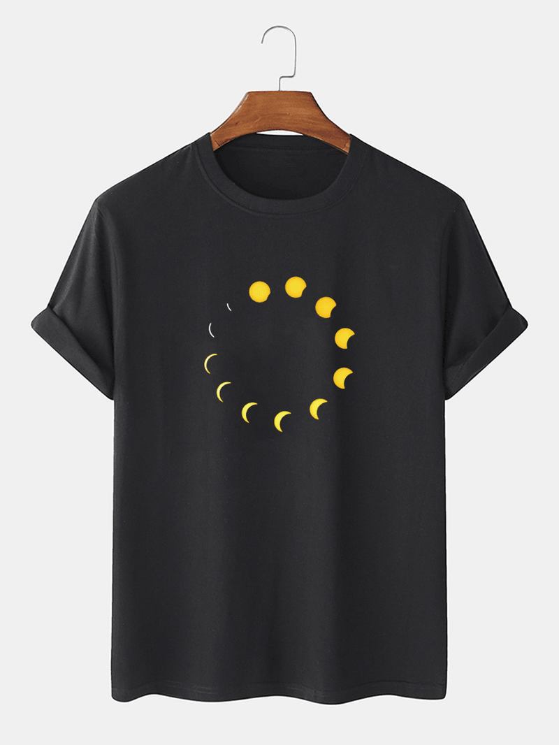 100% Bomull Andas Moon Eclipse Med Tryck Kortärmade Casual T-shirts