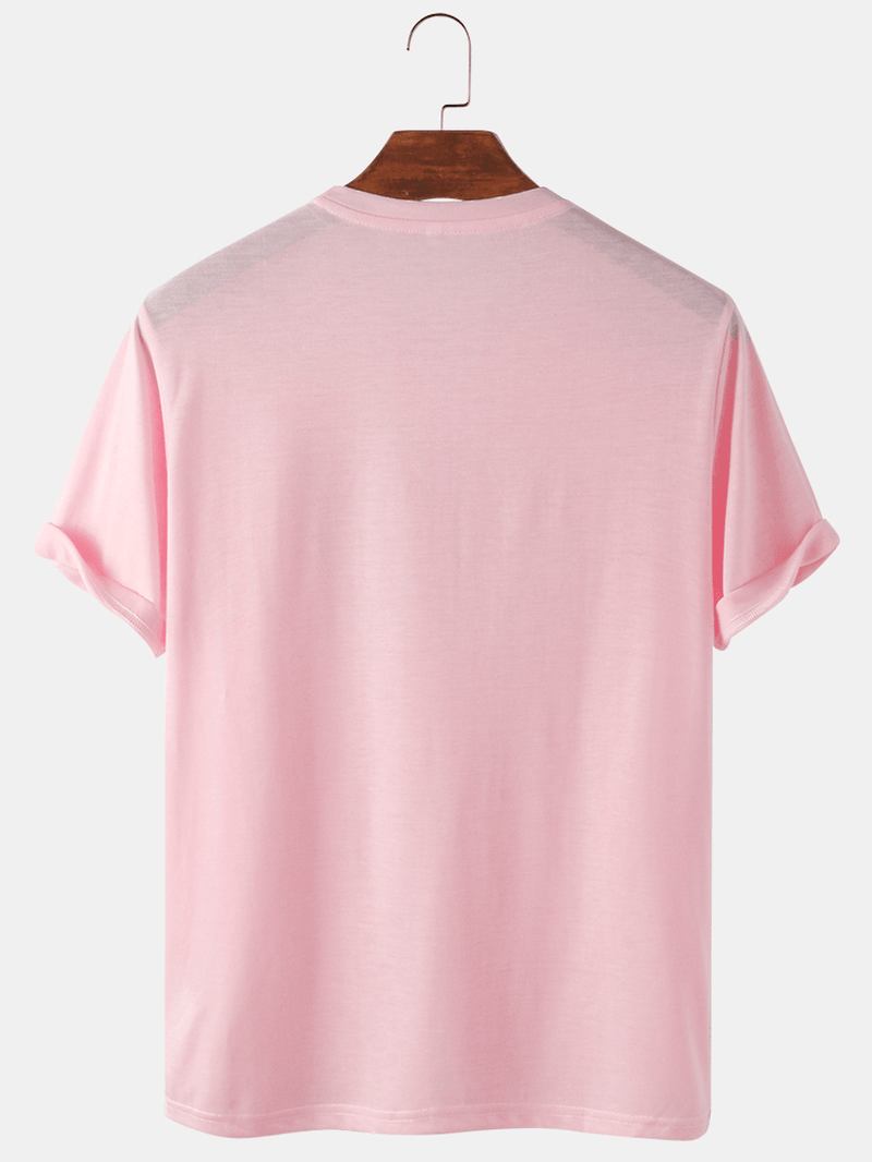 100% Bomull Brevtryck Ananasmönster Rosa Kortärmade Fritids-t-shirts