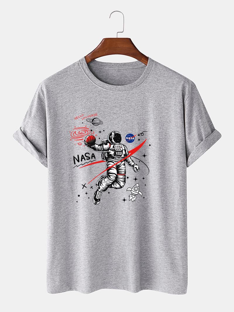 100% Bomull Designer Astronaut Med Tryck Lösa Kortärmade T-shirts