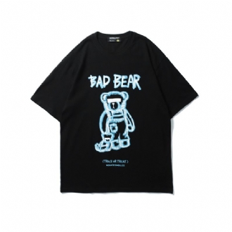 2023 Summer Ny Tide Brand Creative Graffiti Bear Med Tryck Kortärmad T-shirt Manlig Lös Halvärmad T-shirt Med Rund Hals