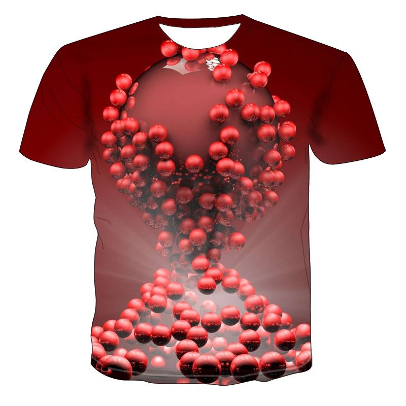 3d Tredimensionell T-shirt Med Bollstaplingstryck