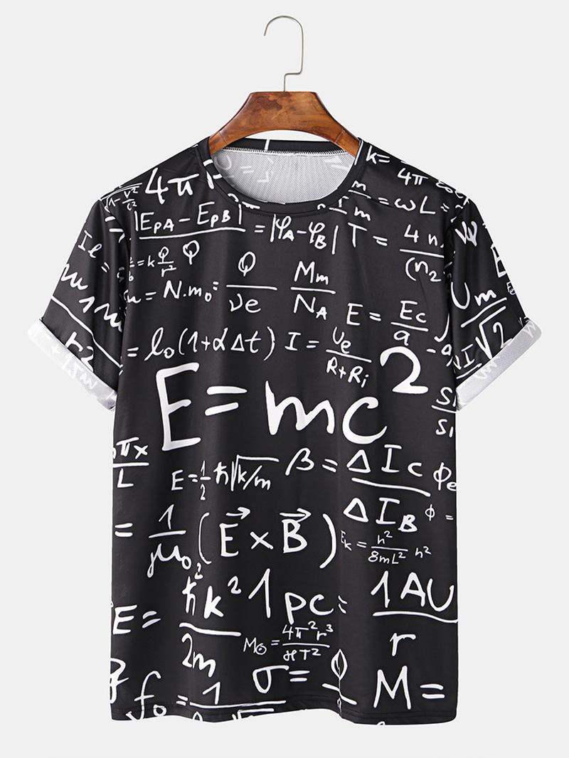 Funny Doodle Math Formulas För Män Skriv Ut Casual Svarta Kortärmade T-shirts