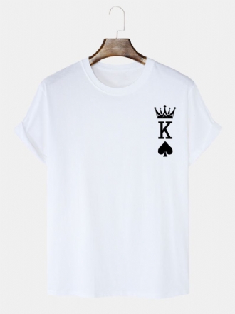 Herr 100% Bomull Crown King Of Spades T-shirts Med Pokertryck