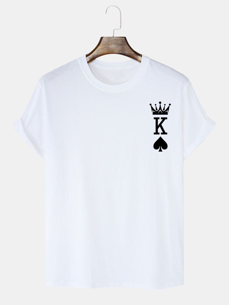 Herr 100% Bomull Crown King Of Spades T-shirts Med Pokertryck