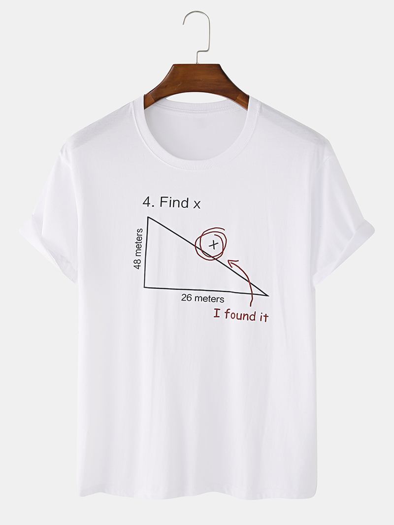 Herr 100% Bomull Matematik Geometri Med Tryck Kortärmade T-shirts