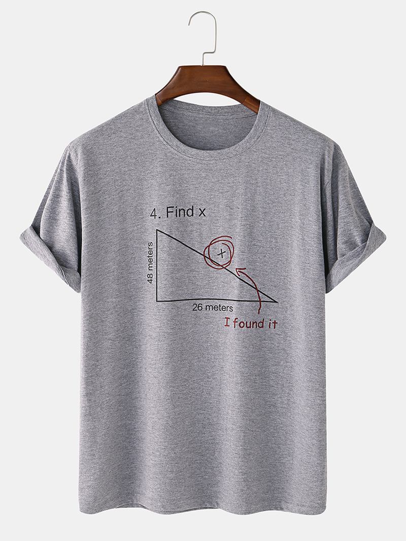 Herr 100% Bomull Matematik Geometri Med Tryck Kortärmade T-shirts