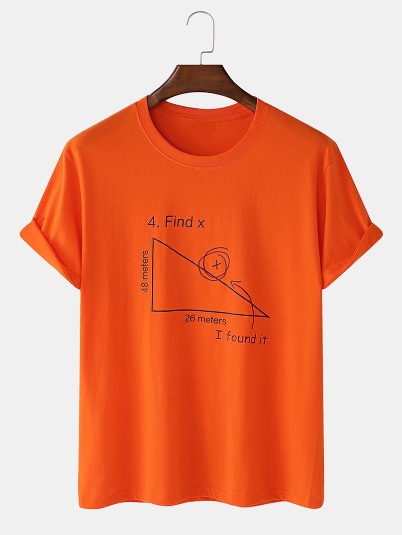 Herr 100% Bomull Matematik Geometri Med Tryck Kortärmade T-shirts