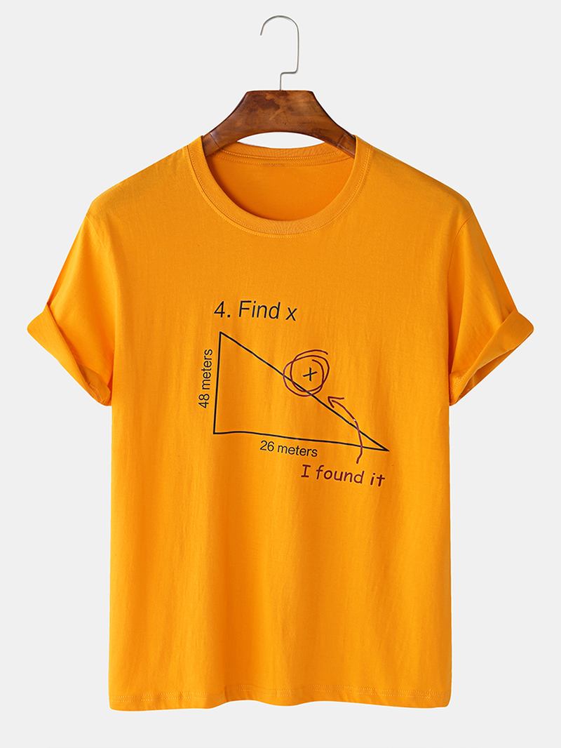 Herr 100% Bomull Matematik Geometri Med Tryck Kortärmade T-shirts