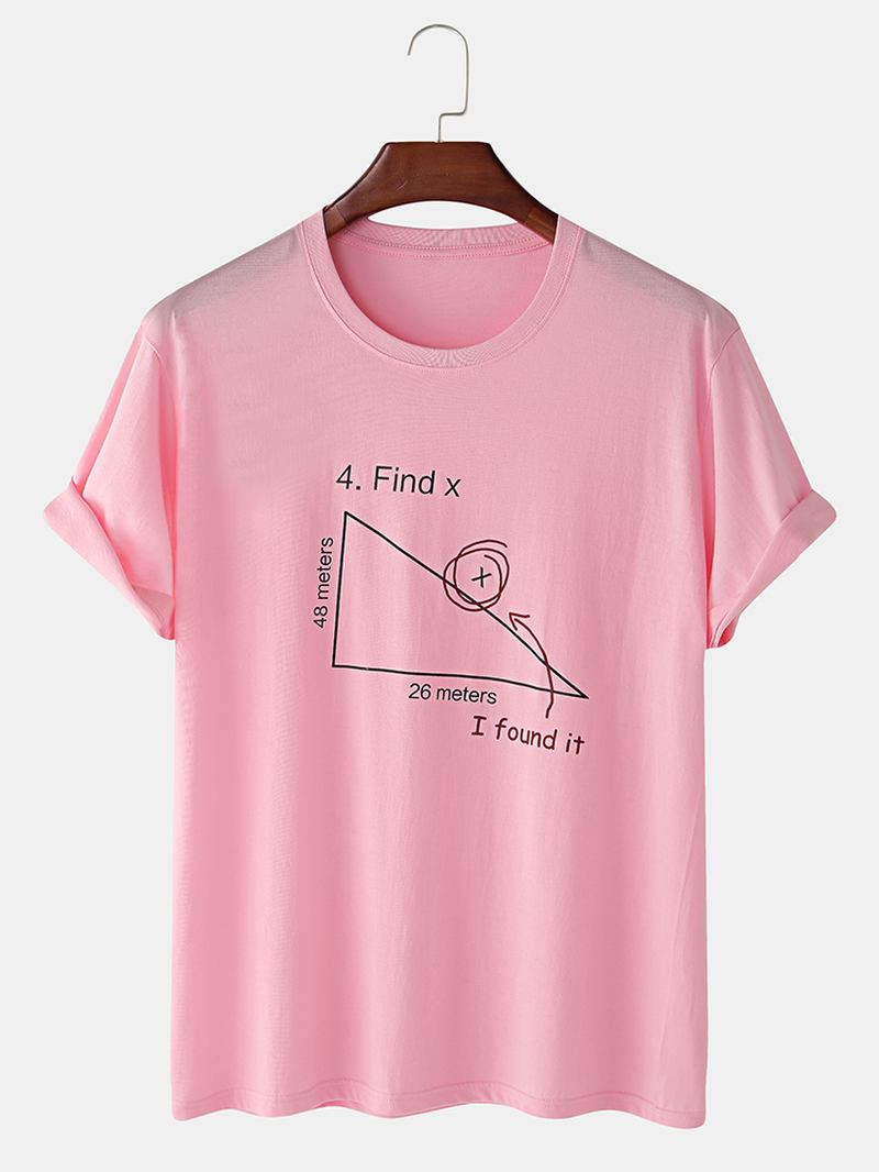 Herr 100% Bomull Matematik Geometri Med Tryck Kortärmade T-shirts