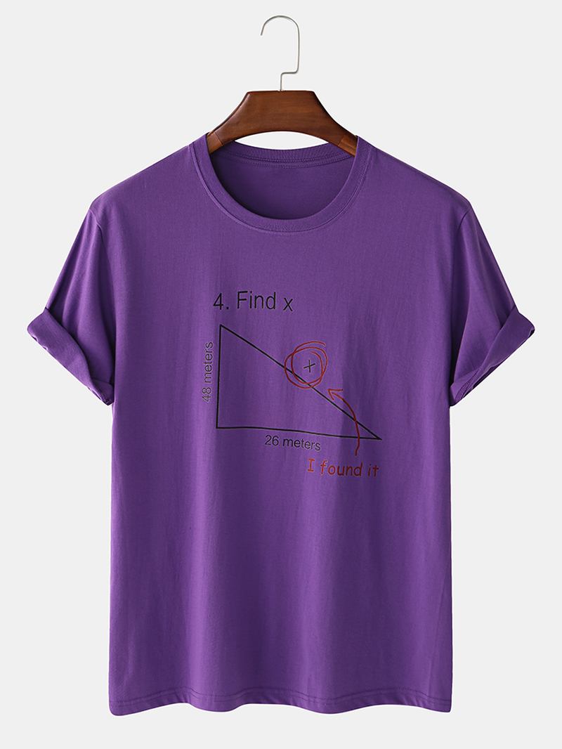 Herr 100% Bomull Matematik Geometri Med Tryck Kortärmade T-shirts