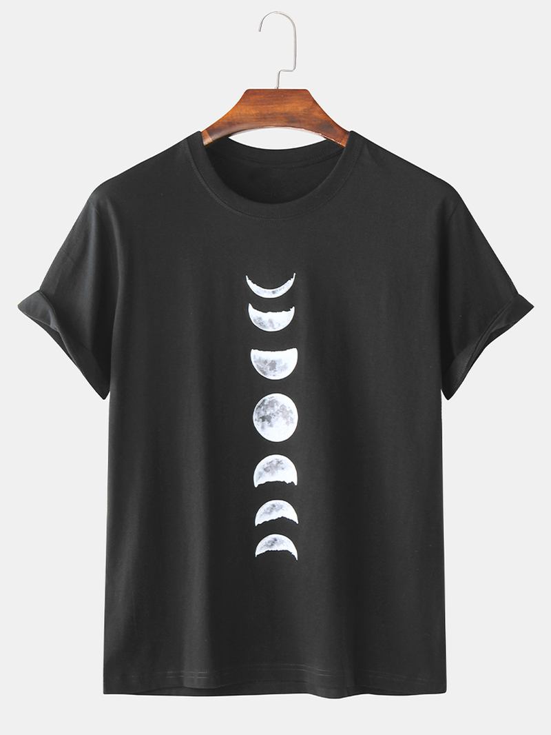 Herr 100% Bomull Moon Eclipse Tryckta Kortärmade Grafiska T-shirts