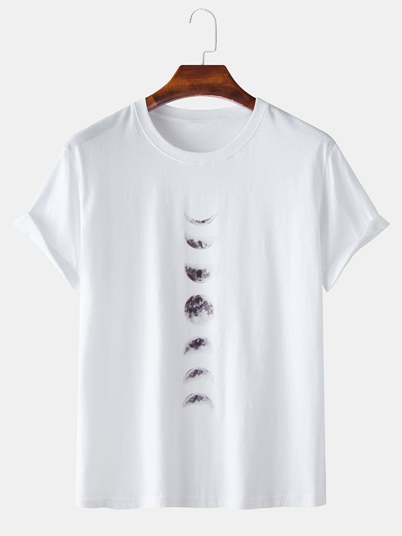 Herr 100% Bomull Moon Eclipse Tryckta Kortärmade Grafiska T-shirts