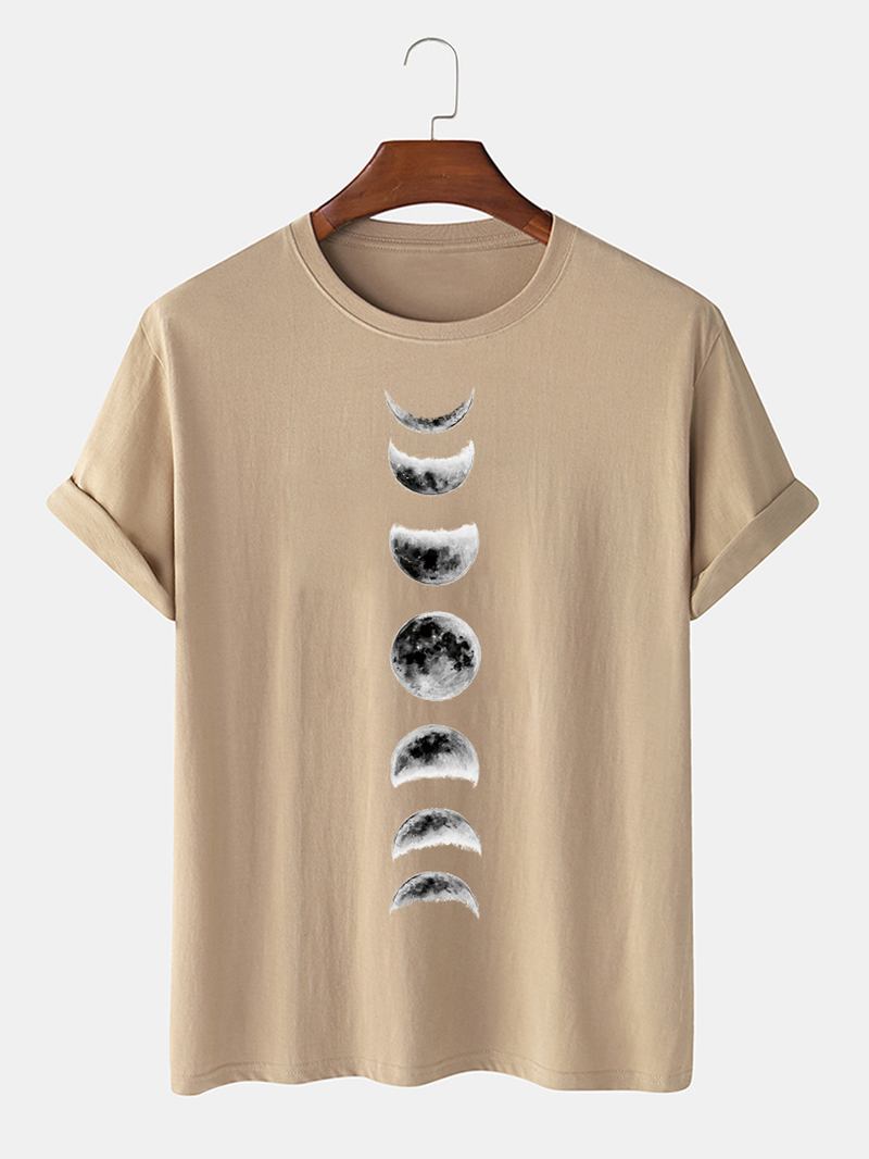 Herr 100% Bomull Moon Eclipse Tryckta Kortärmade Grafiska T-shirts