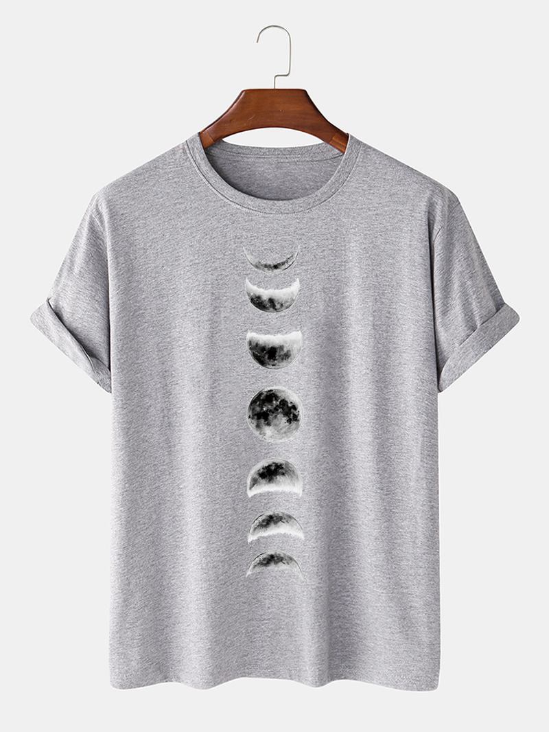 Herr 100% Bomull Moon Eclipse Tryckta Kortärmade Grafiska T-shirts