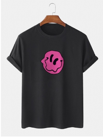 Herr 100% Bomull Smile Emojis Med Tryck Rundhalsad Kortärmad T-shirt