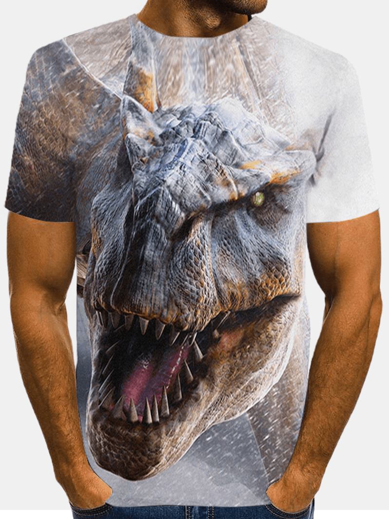 Herr All Over 3d Monster Med Tryck O-hals Casual Kortärmade T-shirts