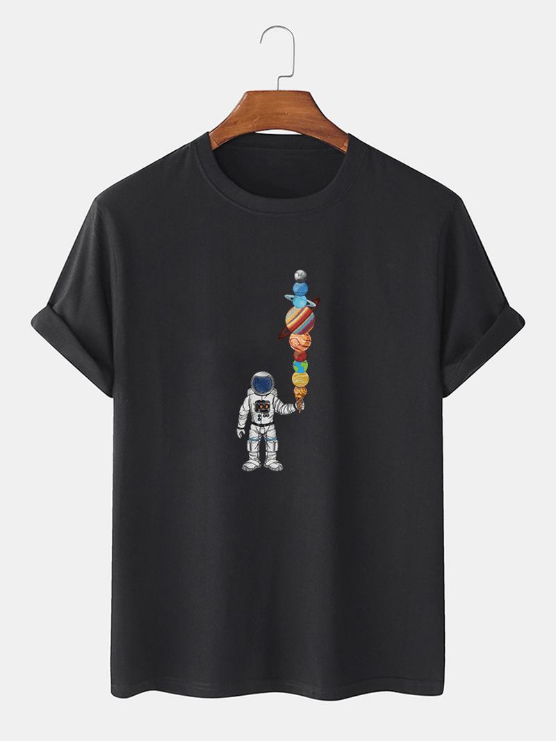 Herr Cartoon Astronaut Ice Cream Med Tryck Casual Lätt Tunn T-shirt