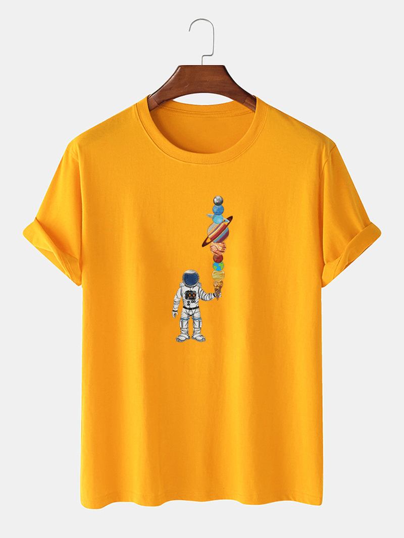 Herr Cartoon Astronaut Ice Cream Med Tryck Casual Lätt Tunn T-shirt