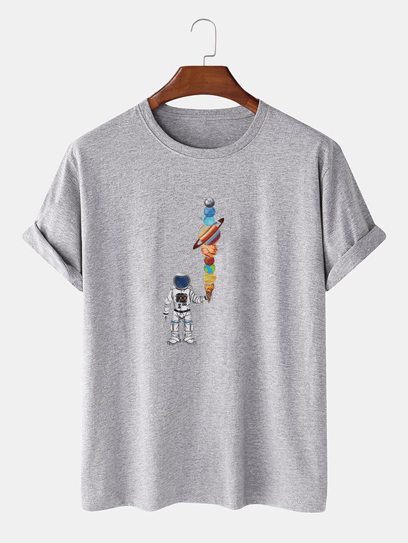 Herr Cartoon Astronaut Ice Cream Med Tryck Casual Lätt Tunn T-shirt