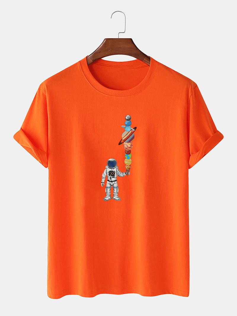 Herr Cartoon Astronaut Ice Cream Med Tryck Casual Lätt Tunn T-shirt