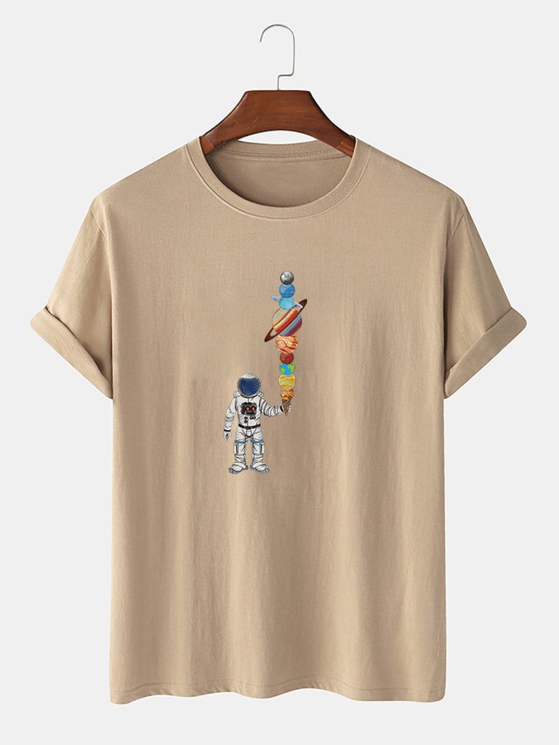 Herr Cartoon Astronaut Ice Cream Med Tryck Casual Lätt Tunn T-shirt