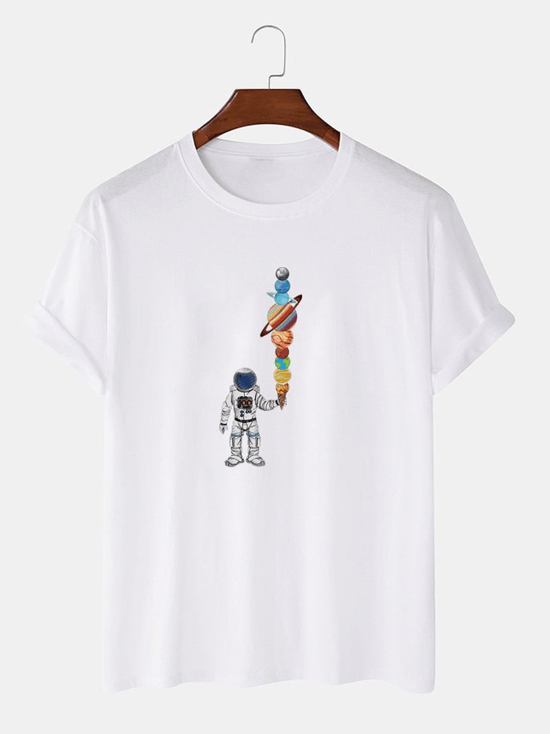 Herr Cartoon Astronaut Ice Cream Med Tryck Casual Lätt Tunn T-shirt