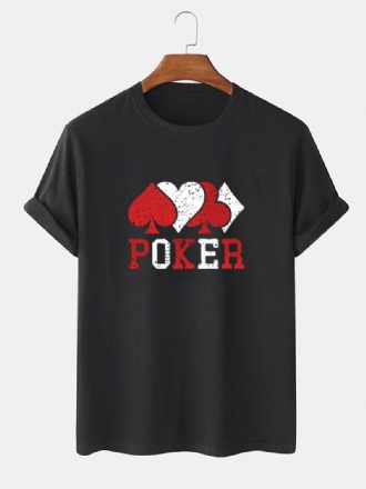 Herr Casual 100% Bomull Kontrast Pokertryck Kortärmade T-shirts