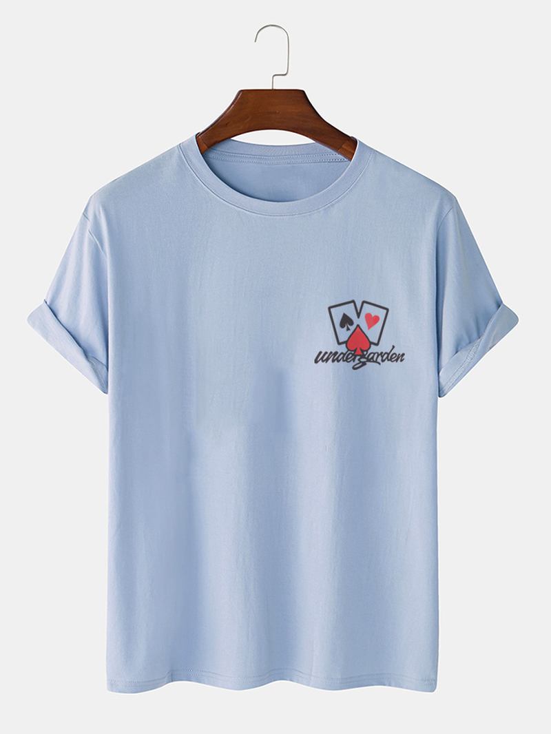 Herr Casual 100% Bomull Poker Brösttryck Kortärmade T-shirts