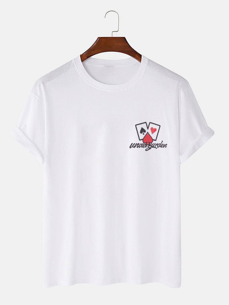 Herr Casual 100% Bomull Poker Brösttryck Kortärmade T-shirts