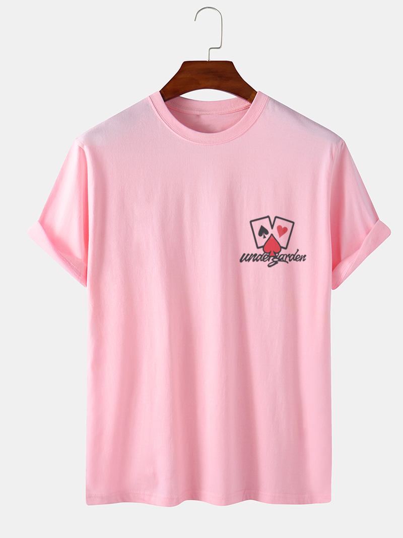 Herr Casual 100% Bomull Poker Brösttryck Kortärmade T-shirts