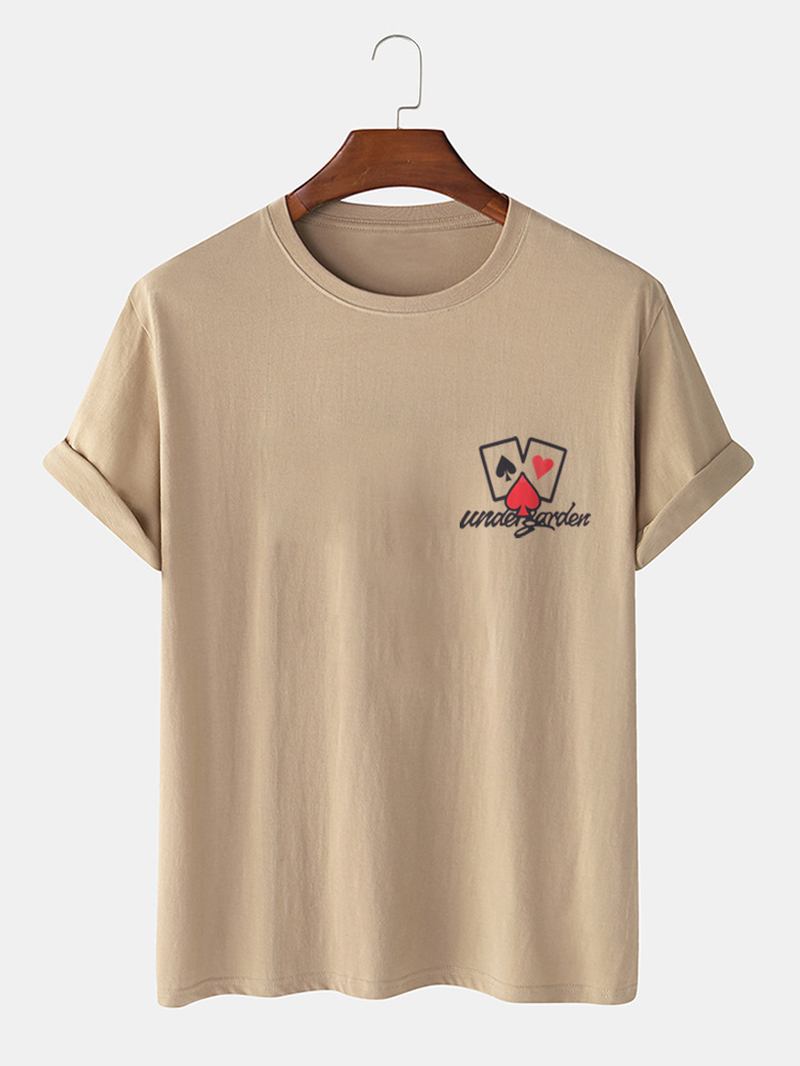 Herr Casual 100% Bomull Poker Brösttryck Kortärmade T-shirts