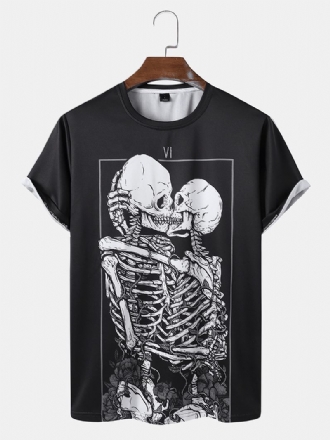 Herr Casual Skull Med Tryck Lös T-shirt