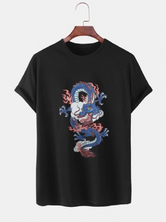 Herr Dragon Med Tryck Rundhalsad Orental Kortärmad T-shirt