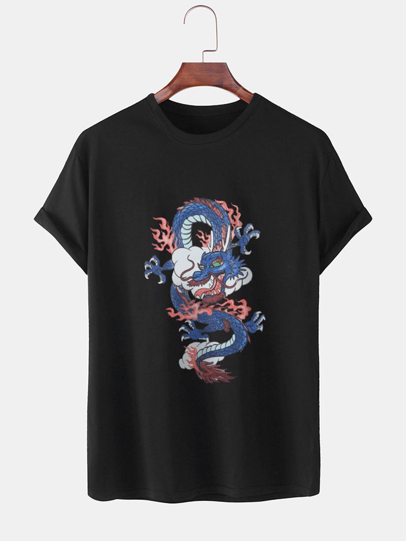 Herr Dragon Med Tryck Rundhalsad Orental Kortärmad T-shirt