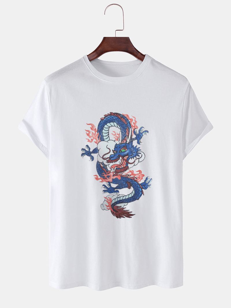 Herr Dragon Med Tryck Rundhalsad Orental Kortärmad T-shirt