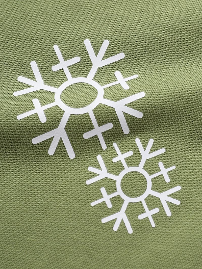 Herr Enfärgad Snöflingatryck O-hals Avslappnad Kortärmad T-shirt