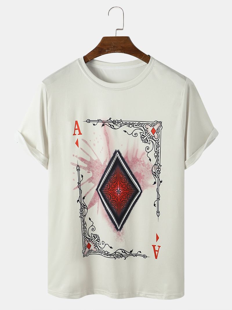 Herr Poker Element Grafiska Rundhalsade Casual Kortärmade T-shirts