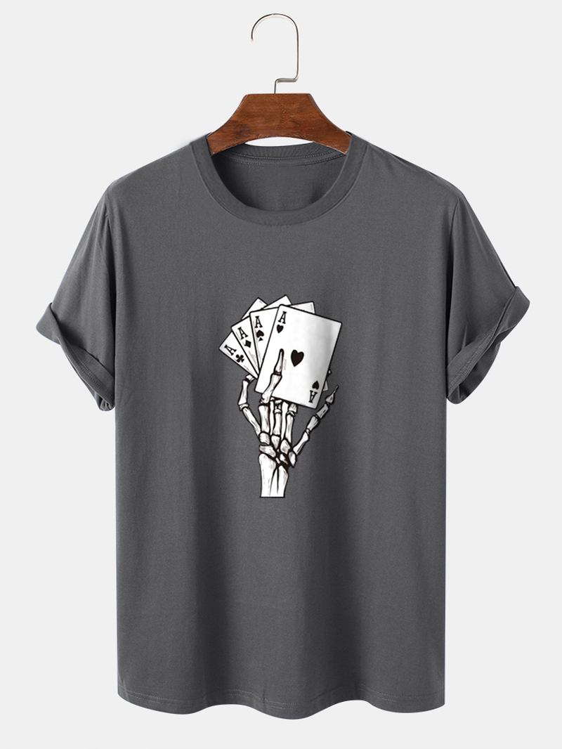 Herr Poker Skeleton Hand Graphics Street 100% Bomull Kortärmad T-shirt