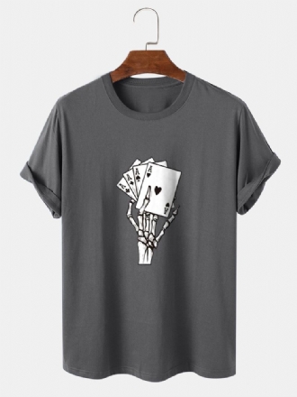 Herr Poker Skeleton Hand Graphics Street 100% Bomull Kortärmad T-shirt