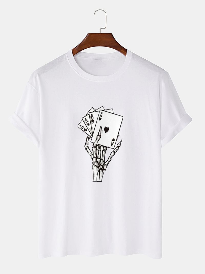 Herr Poker Skeleton Hand Graphics Street 100% Bomull Kortärmad T-shirt