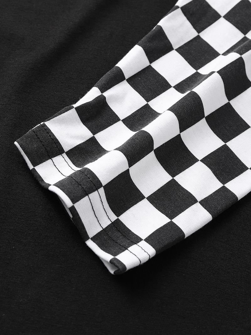 Herr Schackbräde Långärmad False Two Patchwork T-shirt