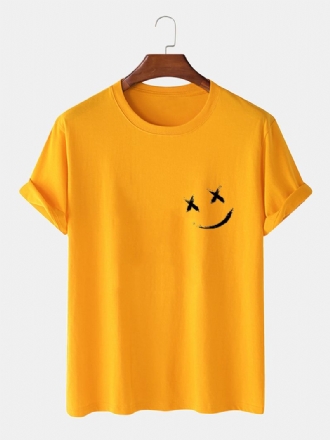 Herr Smile Brösttryck O-hals Casual Lös Kortärmad T-shirt