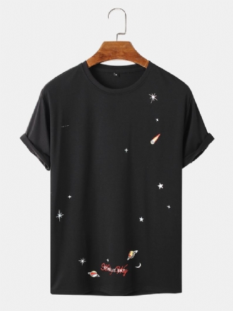 Herr Space Element Med Tryck O-neck 100% Bomull Kortärmad T-shirt