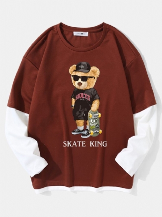 Herr Street Teddy Bears Med Tryck Fakes Two Crew Neck T-shirts