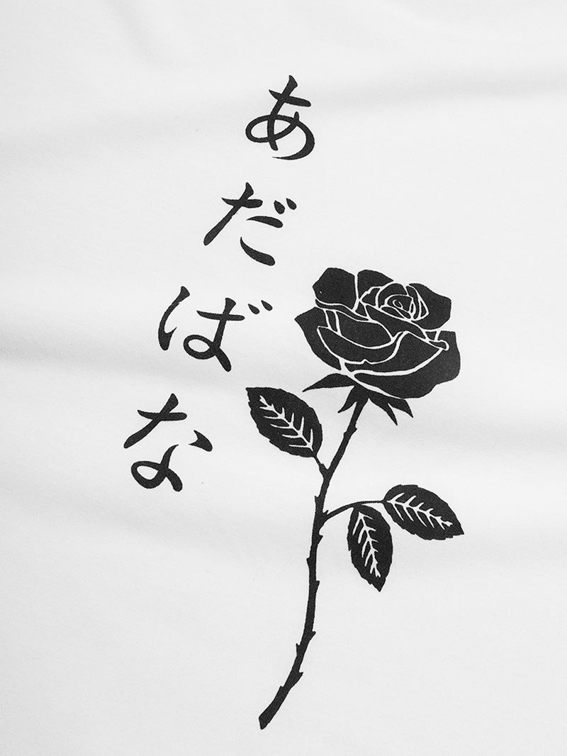 Japanska Karaktärer För Män Och Kortärmade T-shirts Med Rosentryck