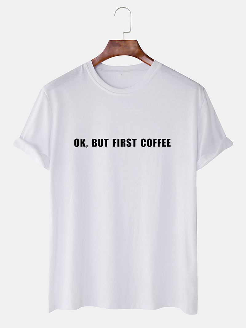 Lös Slogan För Män Casual Kortärmade T-shirts Med Rund Hals