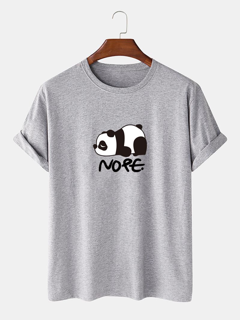 Män Nope Panda Cartoon Med Tryck Kortärmad Bomull Casual T-shirt