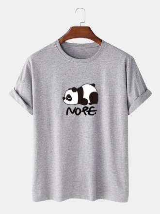 Män Nope Panda Cartoon Med Tryck Kortärmad Bomull Casual T-shirt